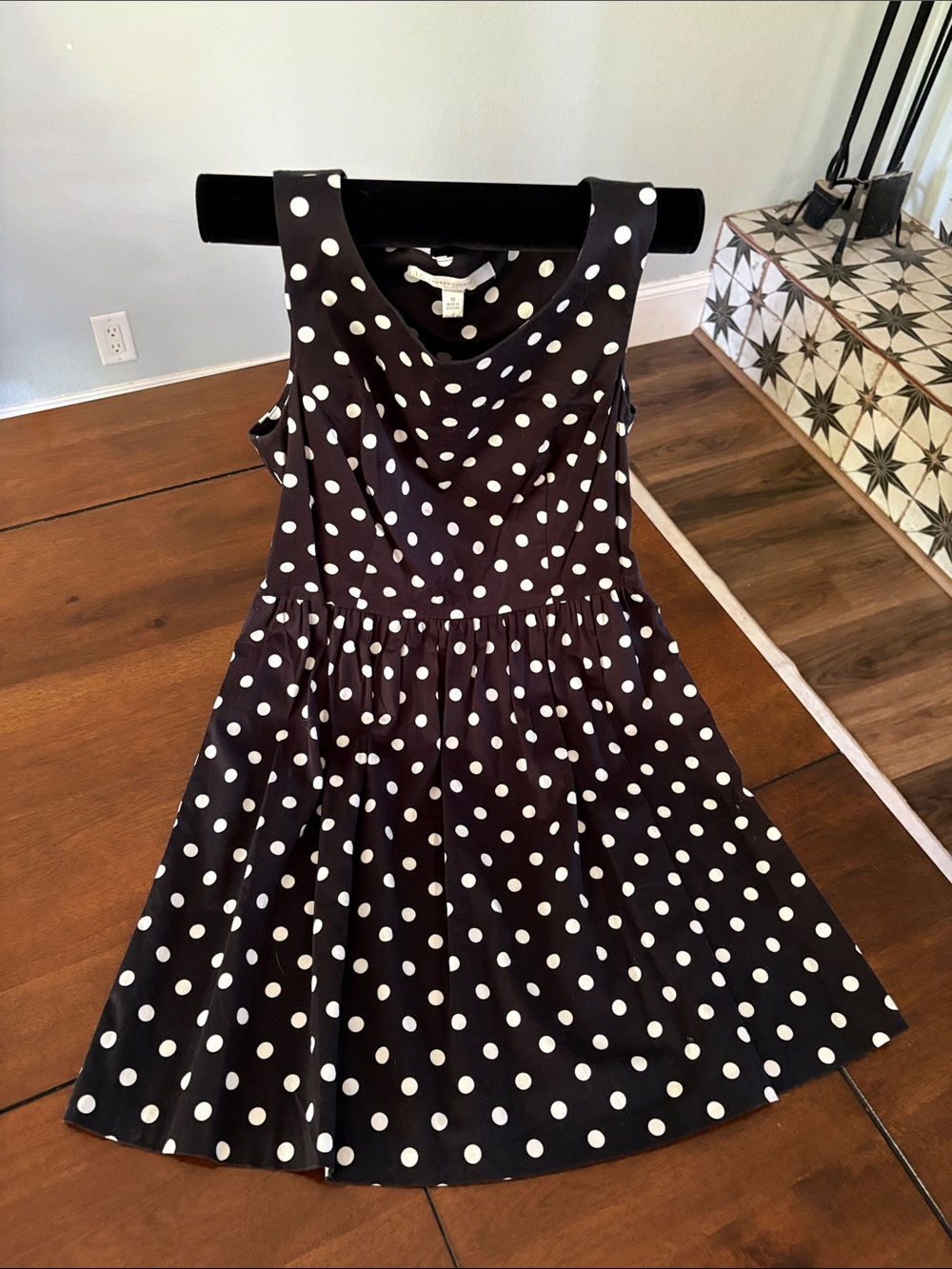 LC Lauren Conrad Black and White Polka Dot Sleeveless Fit & Flare Dress
